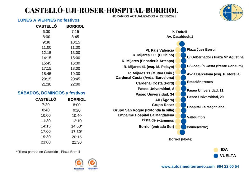 Borriol detalla las líneas de transporte público y escolar disponibles