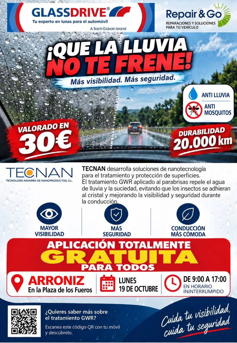 Arróniz ofrece tratamiento gratuito antilluvia y de seguridad para vehículos