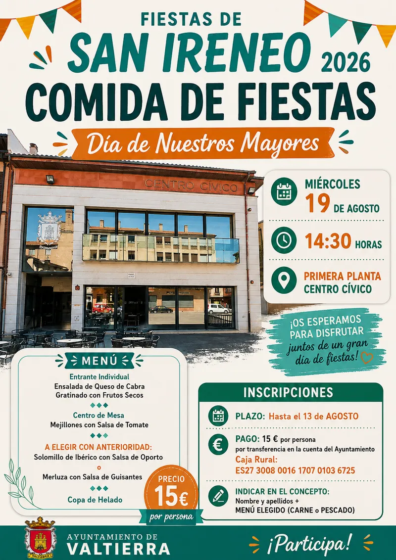 Valtierra celebra el Día de Nuestros Mayores con una comida de hermandad