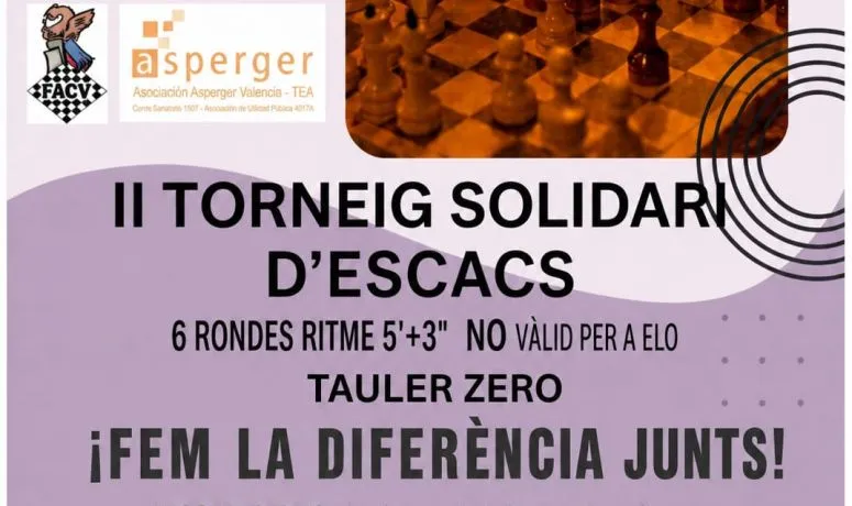 Burjassot celebra un torneo de ajedrez solidario a favor de la Asociación Asperger Valencia-TEA