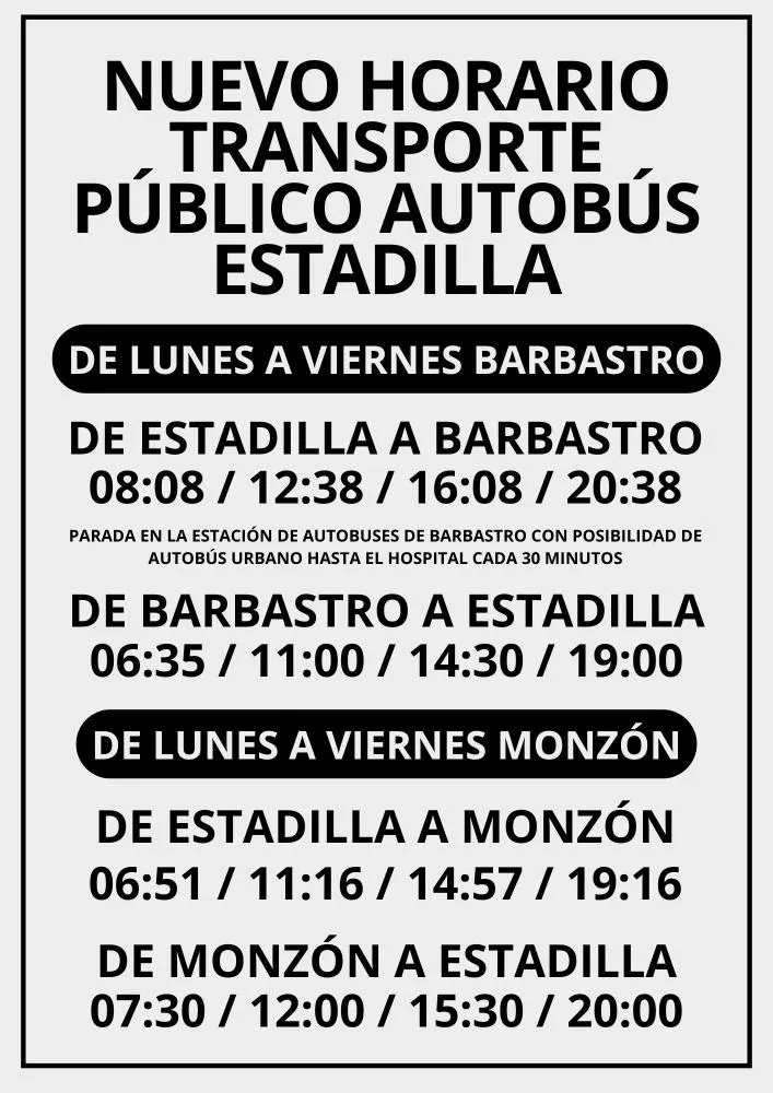 Estadilla recupera el servicio de autobús con nuevas frecuencias diarias