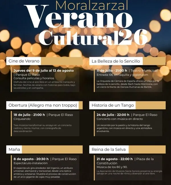 Moralzarzal presenta su Verano Cultural 2026 con cine, música y circo