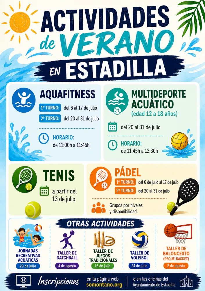 Estadilla lanza su programa deportivo de verano 2026 con novedades acuáticas