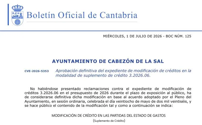 Cabezón de la Sal publica la lista definitiva de nueve peones para mantenimiento de espacios públicos