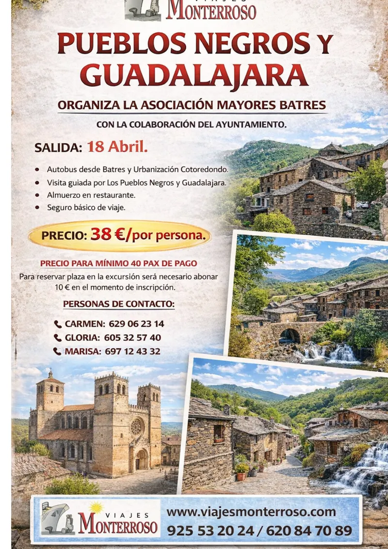 Batres organiza una excursión a los Pueblos Negros el 18 de abril