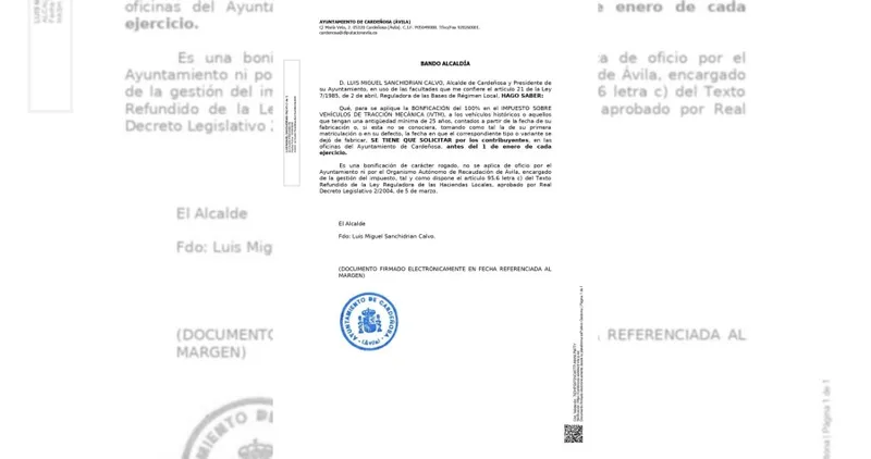 Cardeñosa bonifica el IVTM para vehículos históricos y con 25 años de antigüedad