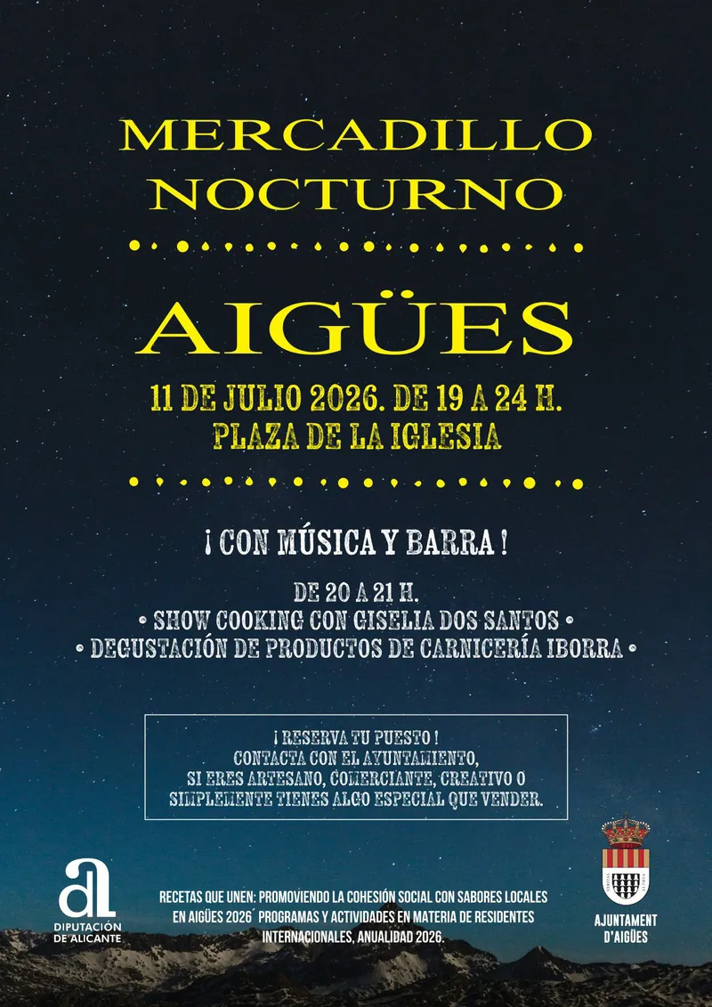 Aigües celebra su Mercadillo Nocturno con música, gastronomía y comercio local