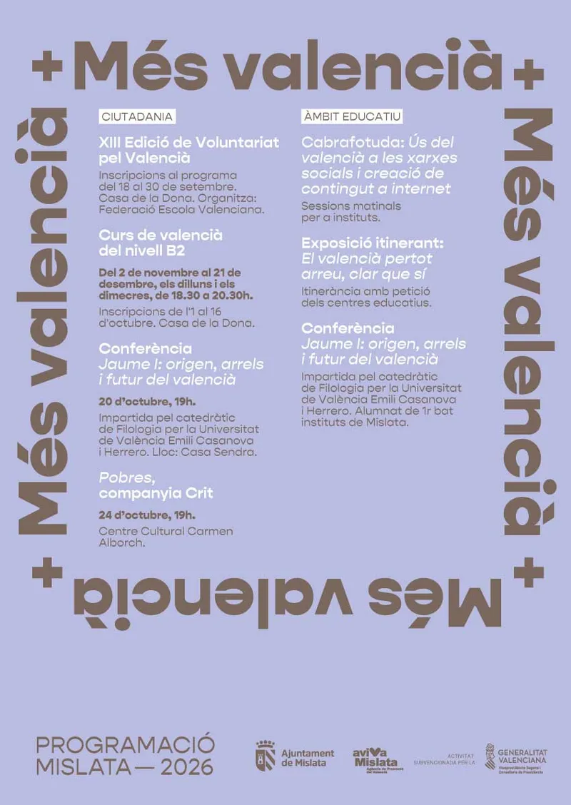 Mislata celebra la XIII edición del Voluntariado por el Valenciano con un programa cultural y formativo
