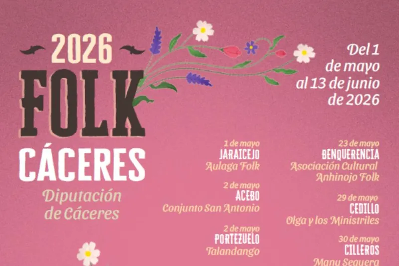 El Festival de Folk Cáceres 2026 recorrerá 18 municipios de la provincia
