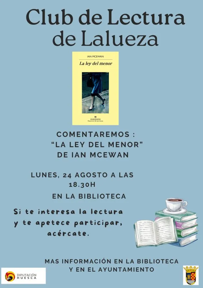 Club de lectura en Lalueza comentará "La ley del menor" de Ian McEwan