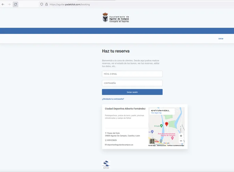 Aguilar de Campoo estrena sistema de reservas online para la Ciudad Deportiva