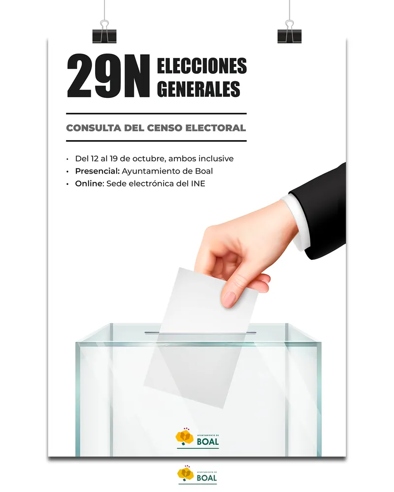 Boal abre el plazo para consultar el censo electoral de cara a las generales