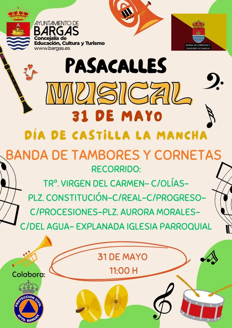 Banda de música celebra el Día de Castilla-La Mancha en Bargas con un pasacalles