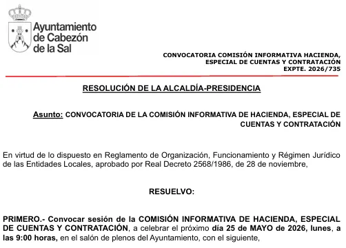 Cabezón de la Sal: Avance en la selección de oficial conductor para el Ayuntamiento