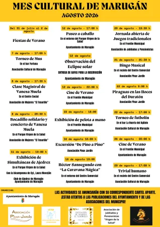 Marugán presenta su agenda cultural para agosto con diversas actividades