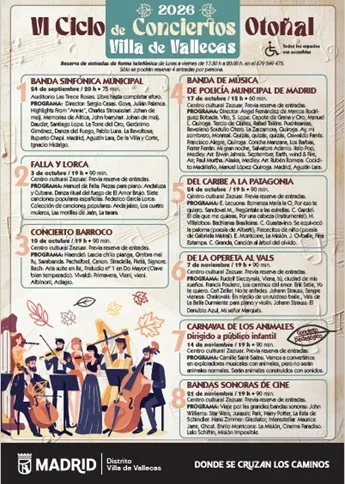 El VI Ciclo Otoñal de conciertos llega a Villa de Vallecas con entrada gratuita