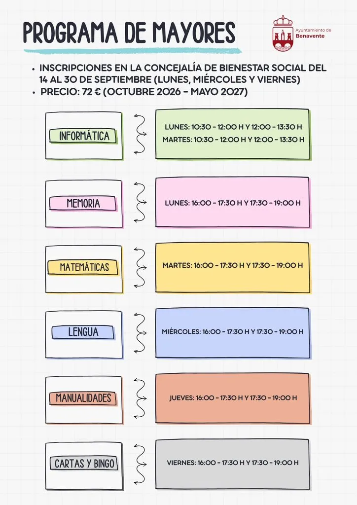Benavente abre inscripciones para talleres y musicoterapia para mayores