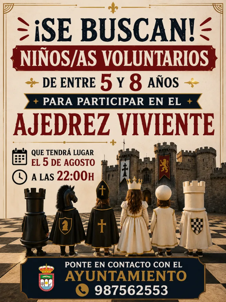 Carracedelo busca niños para dar vida al Ajedrez Viviente el 5 de agosto