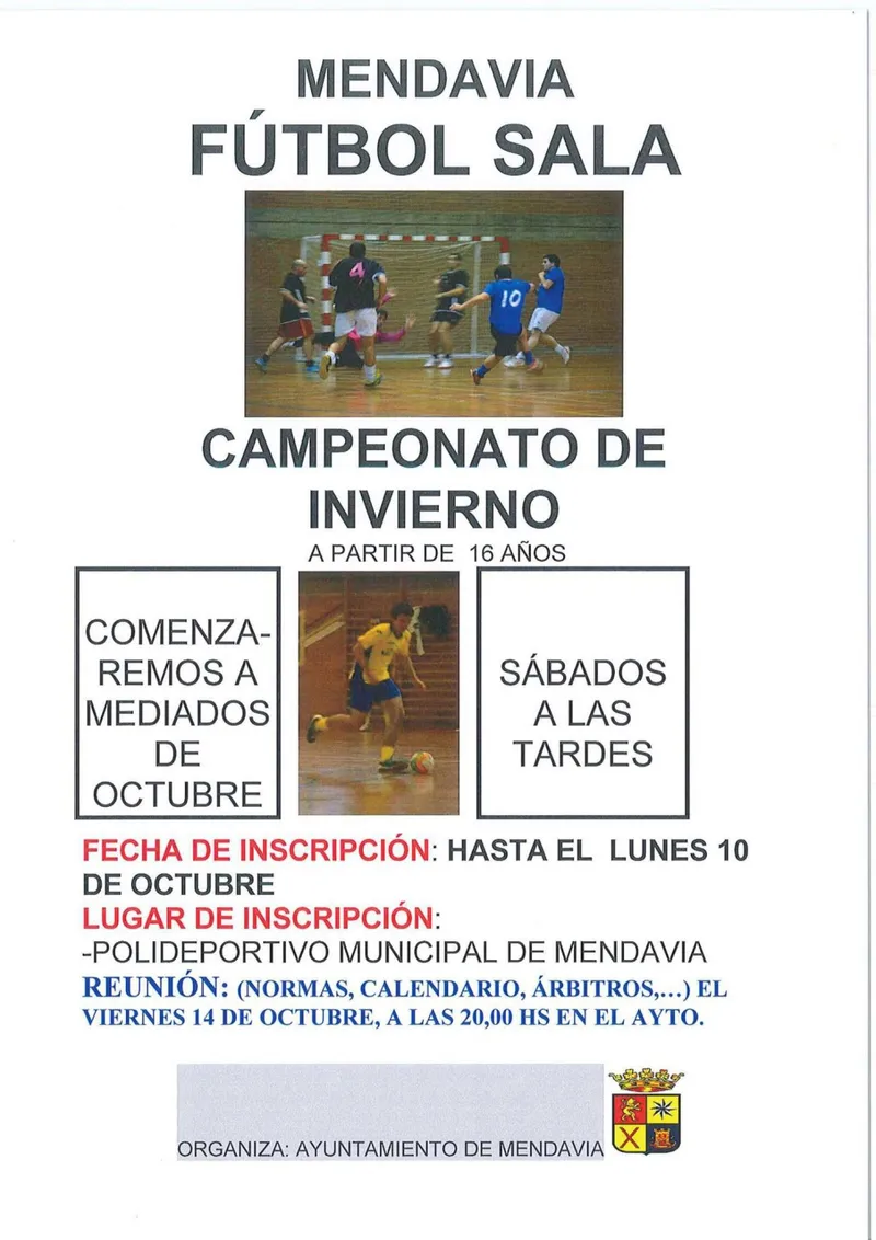 Mendavia organiza un campeonato de fútbol sala para mayores de 16 años