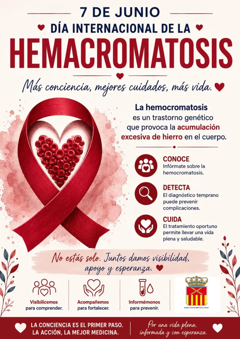 Almoradí se ilumina de rojo por el Día Mundial de la Hemocromatosis