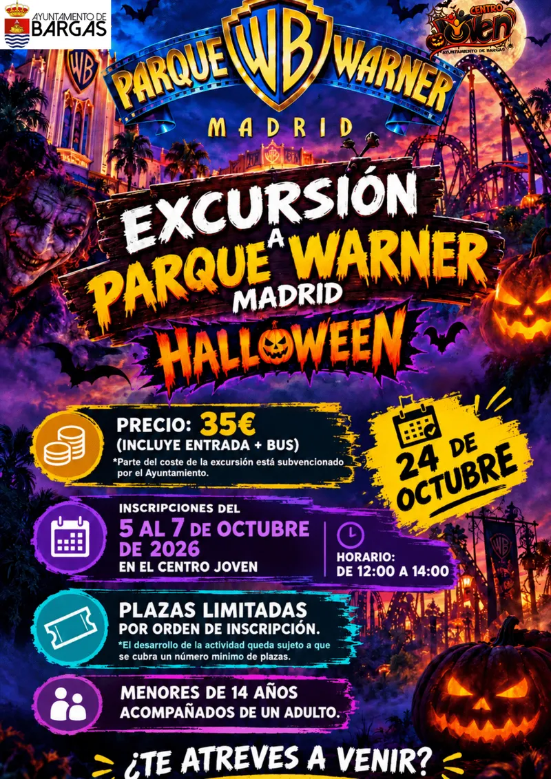 El Ayuntamiento de Bargas subvenciona una excursión al Parque Warner por Halloween