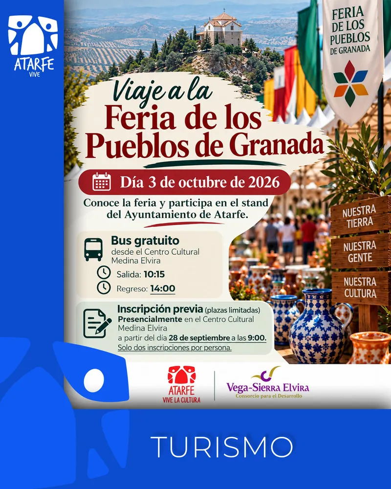 Atarfe organiza transporte gratuito a la Feria de los Pueblos de Granada