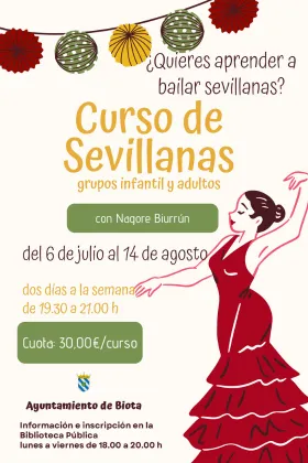 Biota organiza un curso de sevillanas para adultos e infantil este verano