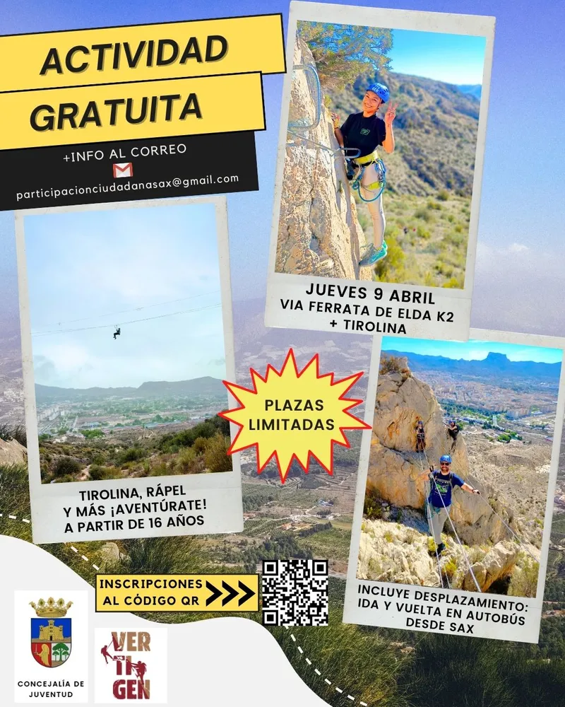 Sax organiza una jornada gratuita de aventura en la Vía Ferrata de Elda