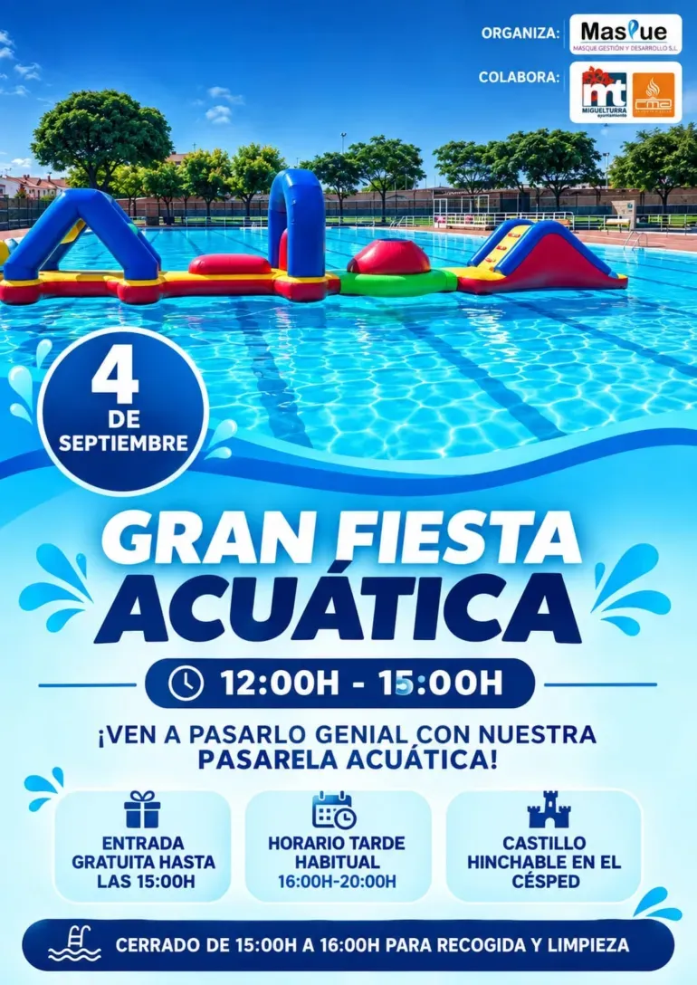 Miguelturra celebra las Ferias y Fiestas con una fiesta de hinchables en la piscina municipal