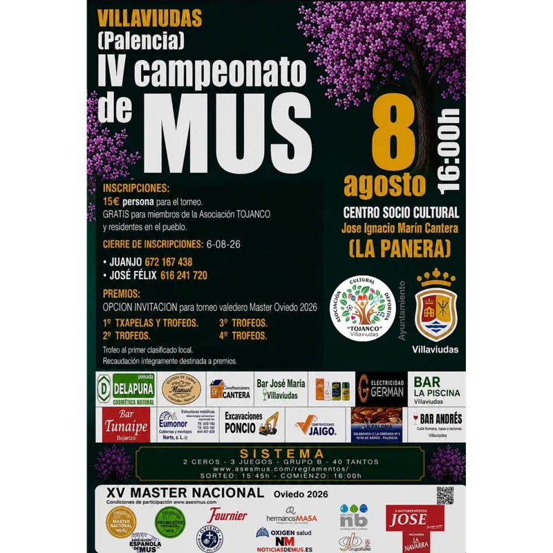 Villaviudas organiza el IV Campeonato de Mus el 8 de agosto