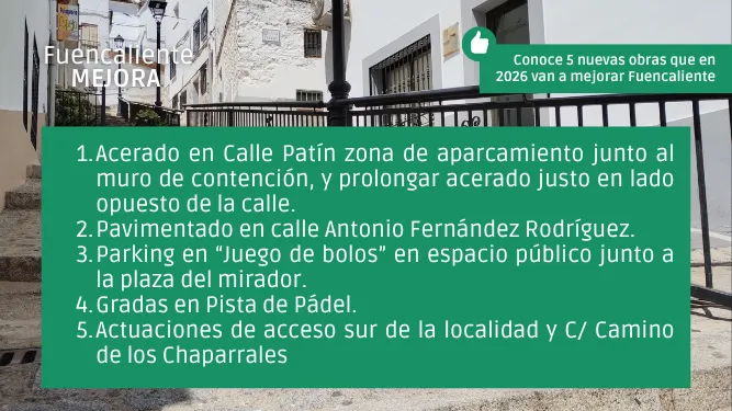 Fuencaliente licita cinco obras de mejora urbana por más de 115.000 euros