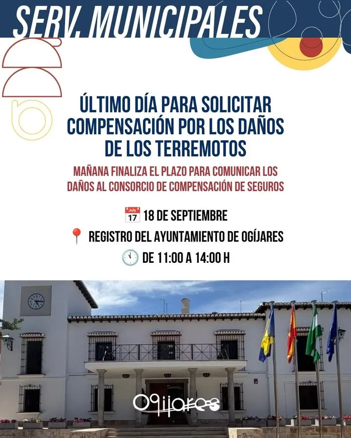 Último día para solicitar indemnizaciones por daños de terremotos en Ogíjares