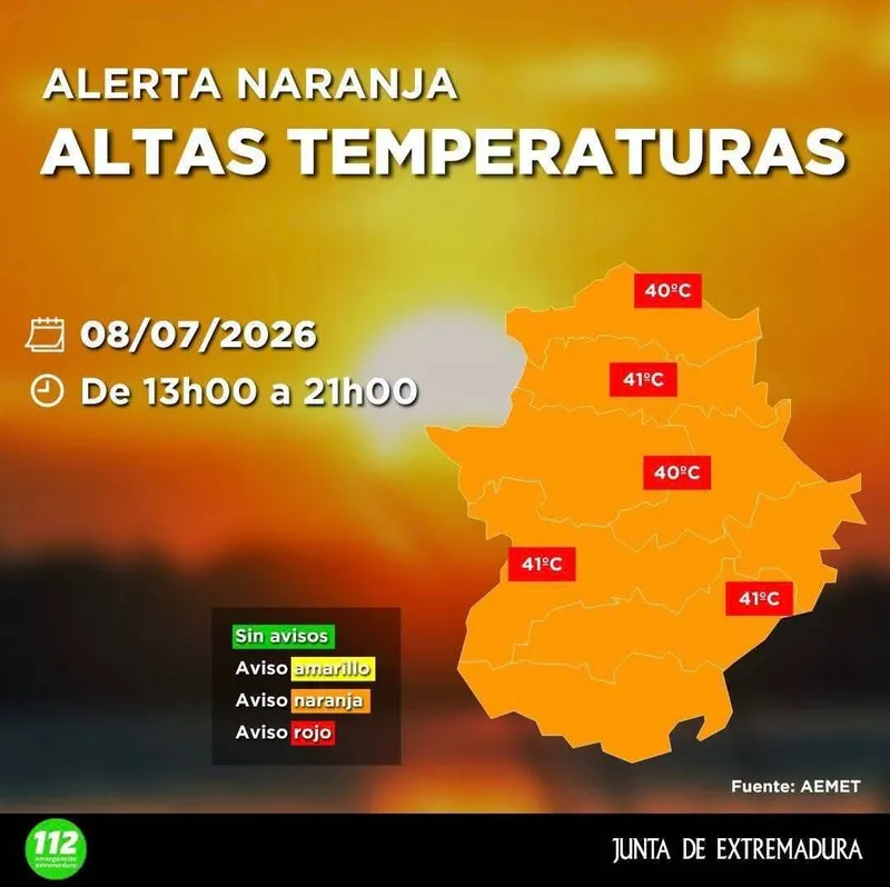 Alerta Naranja por altas temperaturas en la región