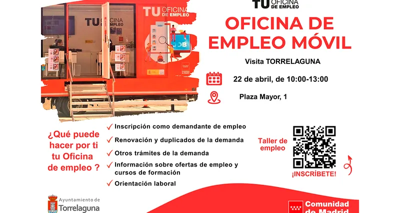 La Oficina de Empleo Móvil visita Torrelaguna para acercar servicios laborales