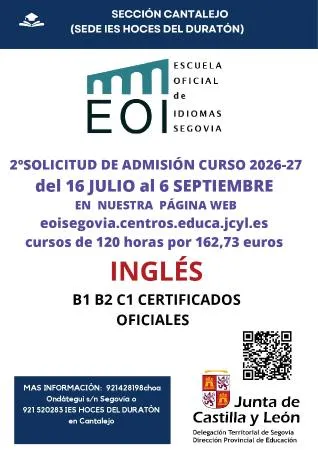 Cantalejo abre el segundo plazo para inscribirse en la Escuela Oficial de Idiomas