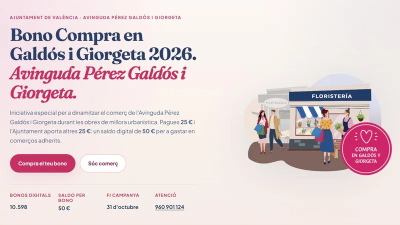 València lanza bonos de 50 euros para impulsar el comercio local en Pérez Galdós y Giorgeta