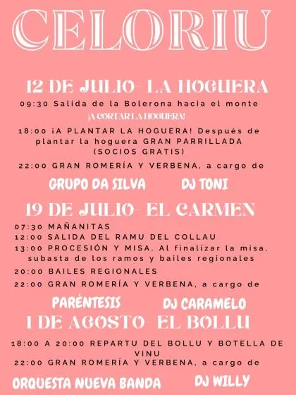 Celoriu celebra las fiestas del Carmen con hoguera, procesión y verbena