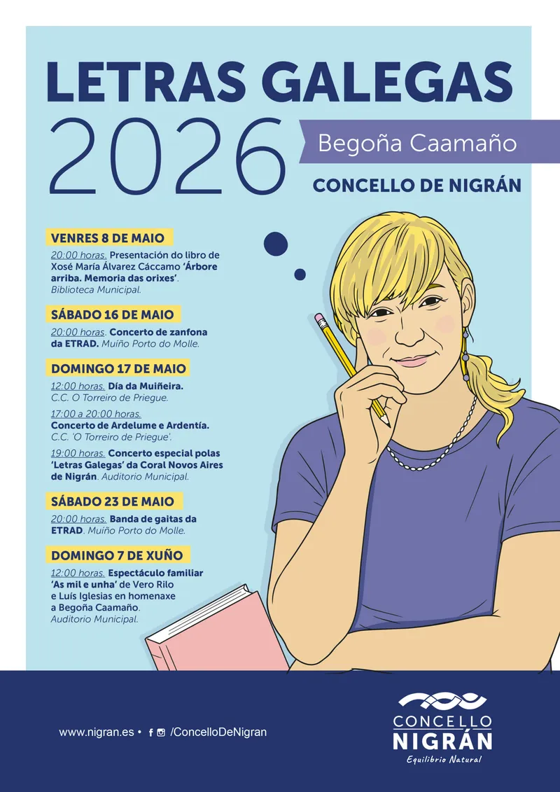 Nigrán celebra las Letras Galegas con música, libros y homenaje a Begoña Caamaño