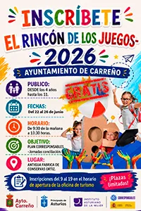 Carreño organiza 'El Rincón de los Juegos' para niños este verano