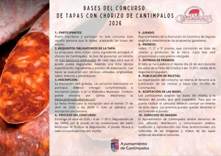 Cantimpalos convoca el concurso de tapas con chorizo 2026