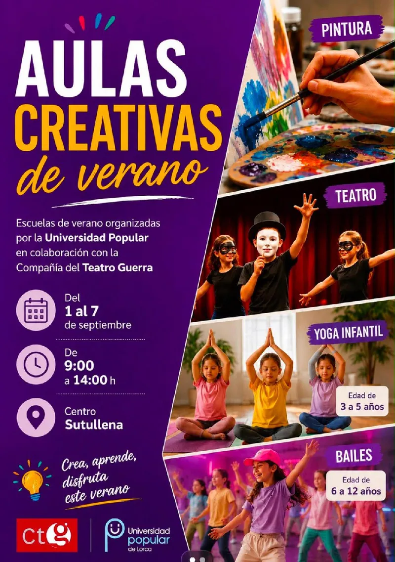 Lorca amplía las 'Aulas Creativas de Verano' a septiembre por alta demanda infantil