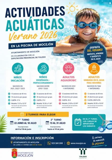 Mocejón abre inscripciones para sus actividades acuáticas de verano 2026