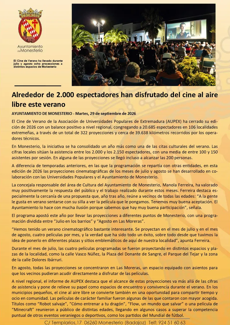 El cine de verano atrae a 2.000 espectadores en su edición estival