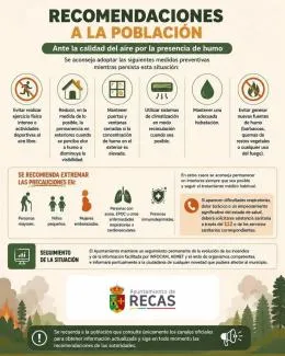 Recomendaciones sanitarias en Recas por humo de incendios forestales en Toledo