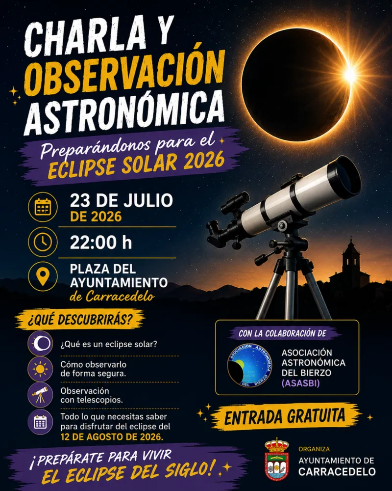 Carracedelo se prepara para el eclipse solar de 2026 con charla y observación astronómica