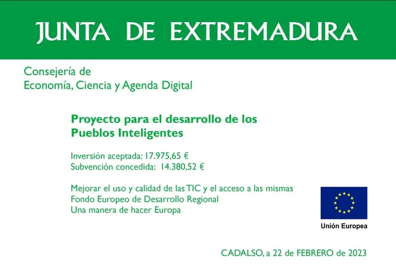 Cadalso recibe fondos europeos y de la Junta para impulsar los Pueblos Inteligentes