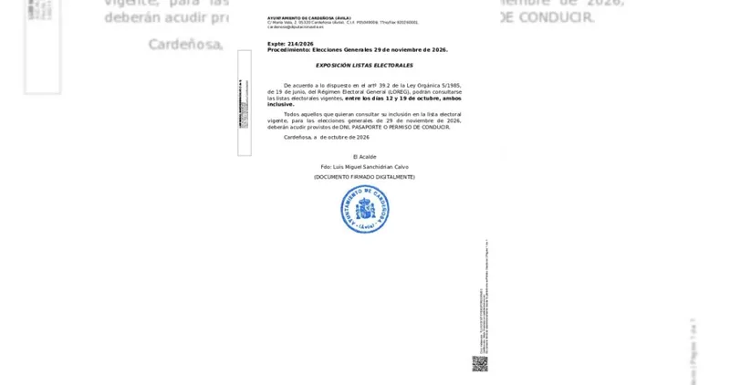 Cardeñosa expone las listas electorales para las Generales del 29 de noviembre