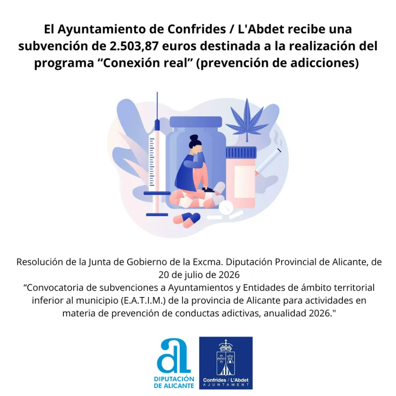 Confrides recibe 2.503 euros para el programa de prevención de adicciones "Conexión real"