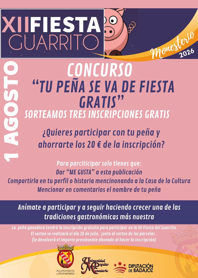 Monesterio celebra la XII Fiesta del Guarrrito el 1 de agosto