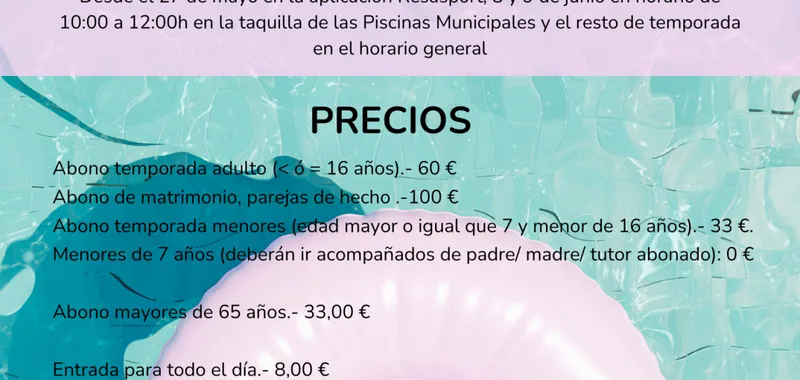 Piscinas municipales de Marcilla abren el 10 de junio con nuevos abonos y tarifas